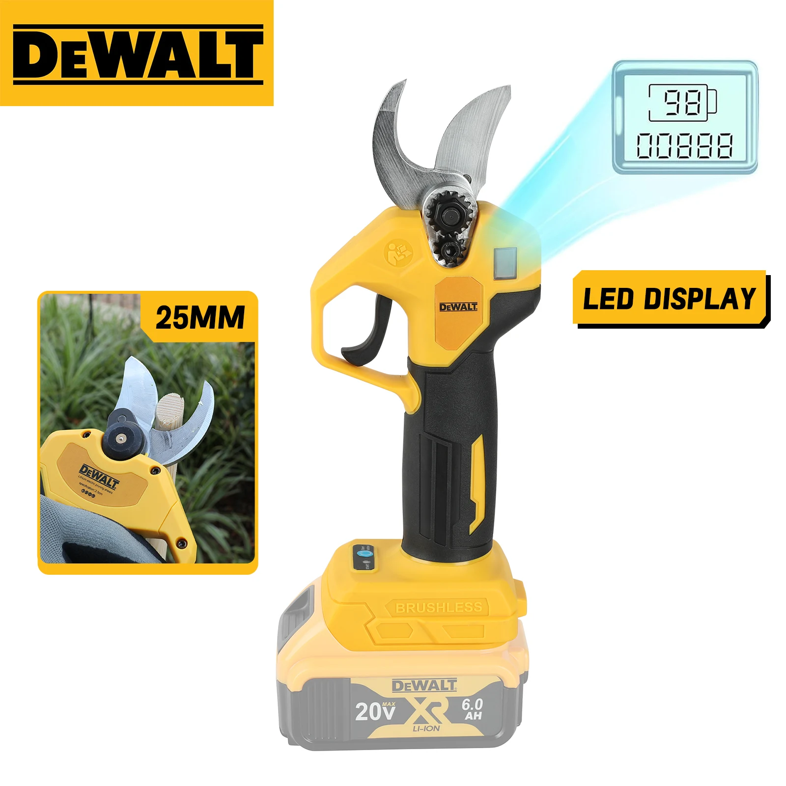 

DEWALT Brushless Electric Pruning Shears Cordless Fruit Tree Branches Scissors Power Tool For DEWALT 20V Battery