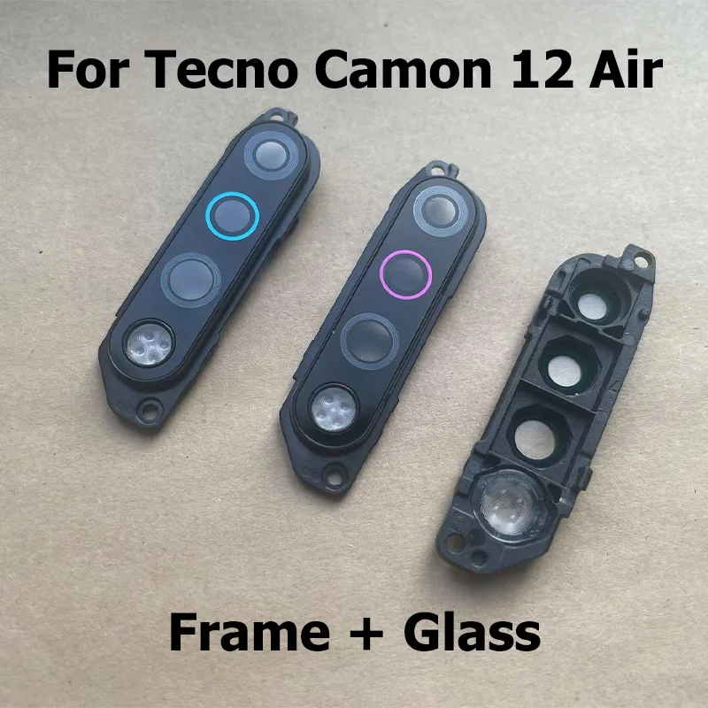 For Tecno Camon 12 Air Pro Rear Camera Glass Lens Back Main Camera Glass Lens Ring Frame Cover Replacement Parts