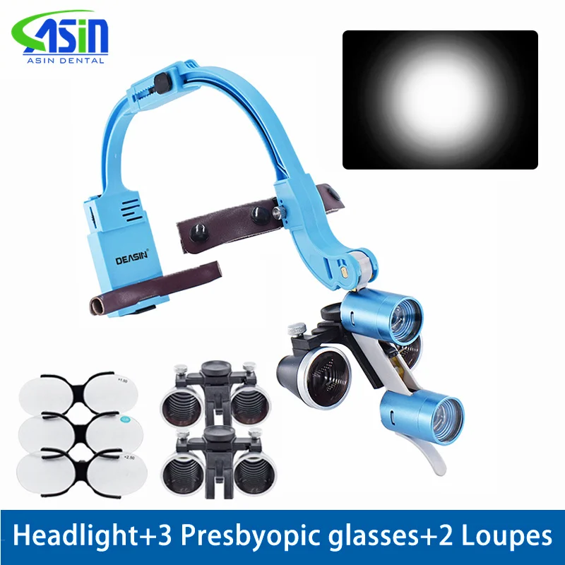 5W Dental LED Head Light Lamp 2.5X 3.5X Dentisit Surgical Headlight Magnification Binocular Loupes For Lab Equipment