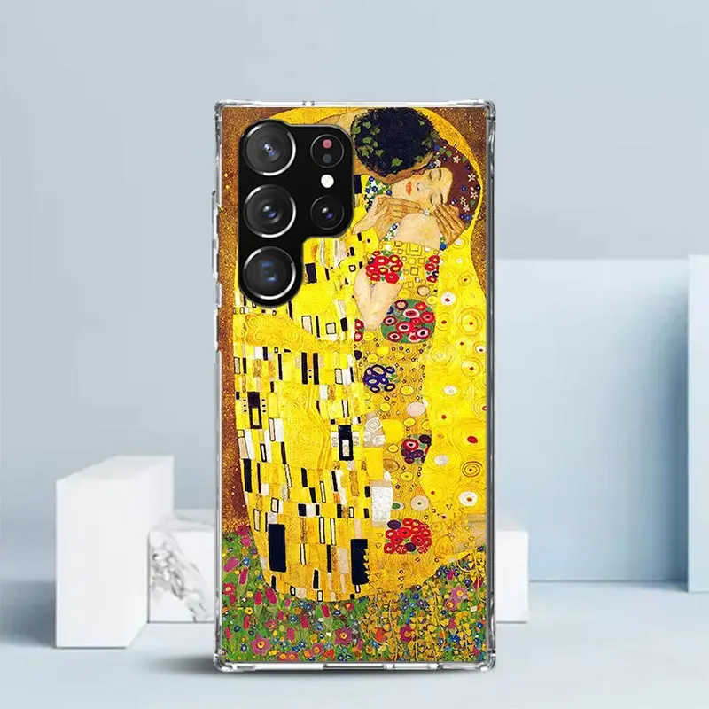 Kiss by Gustav Klimt Desig Etui na telefon do Samsung Galaxy S22 S23 S24 Ultra S21 S20 FE S10 Plus S10E S9 S8 + S7 Edge Soft TPU Bac