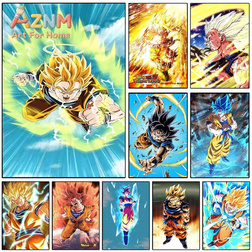 Dragon Ball Z Goku Super Saiyan 3 God Blue Rose Anime Canvas Wall Art Unframed Single Print Home Decor Poster Bedroom Gift