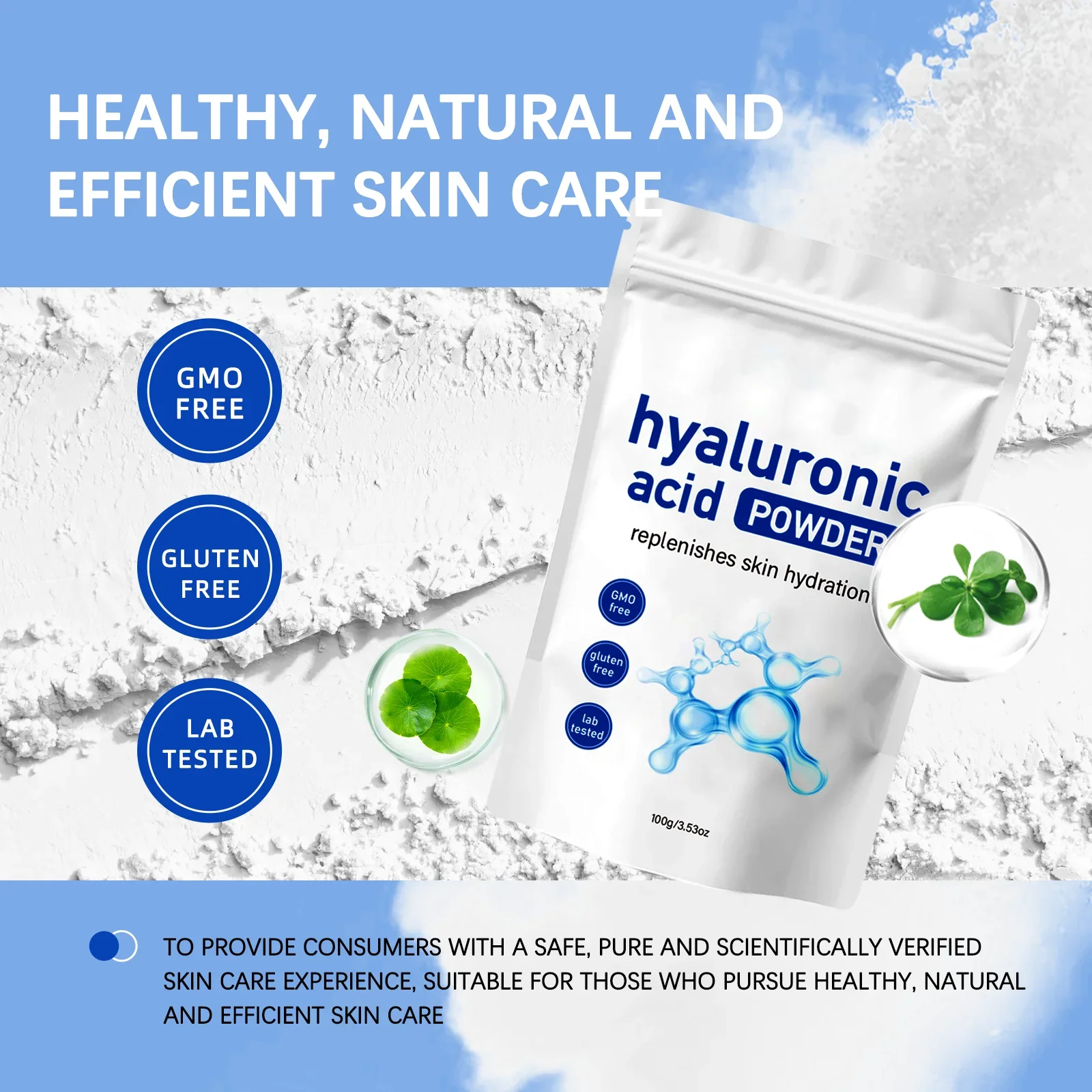 100 جرام قناع حمض الهيالورونيك مسحوق ترطيب تنعيم سطع المغذيات تغذي تحسين الجلد الجاف قناع الوجه العناية بالبشرة #4