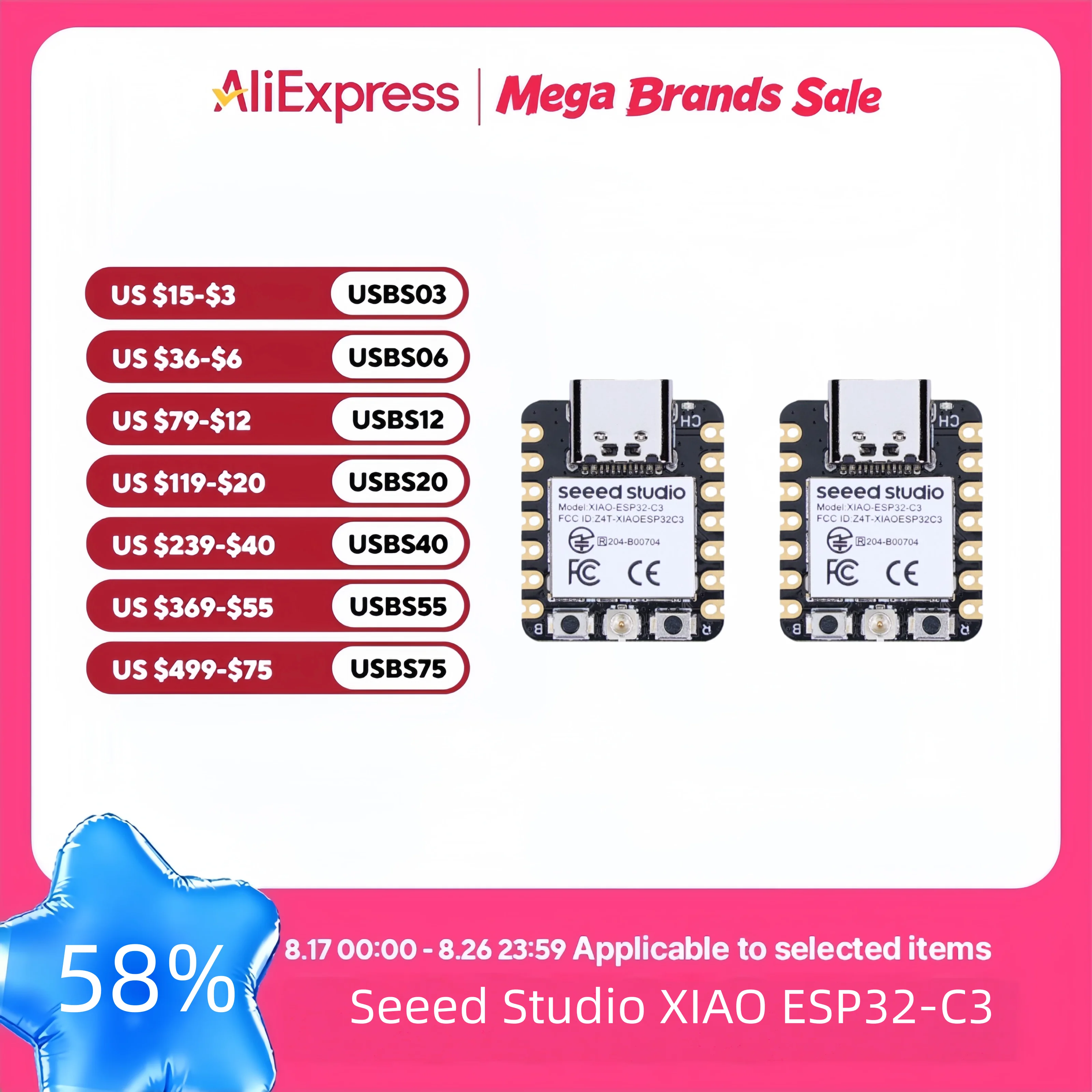 ESP32 C3 Development Board for Arduino Seeed Studio XIAO ESP32C3 Dev Board Antenna WiFi Bluetooth 5.0 Ble Module RISC-V