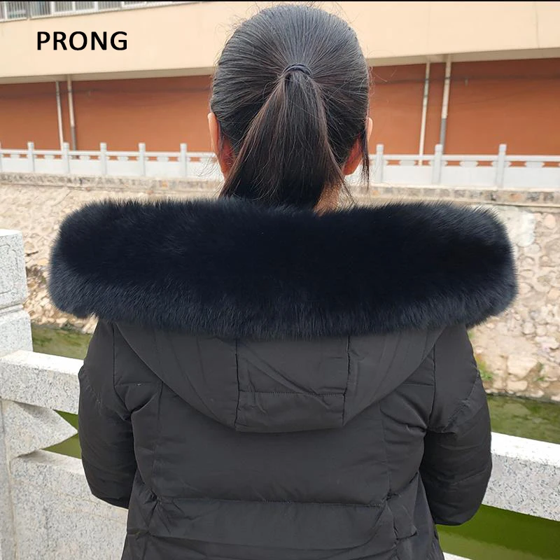 Detachable Fur Collar For Coat Hood Fur Trims Real Fox Fur Scarf Shawl Women Winter Warm Large Fur Collar Fluffy Fur Wraps Shawl