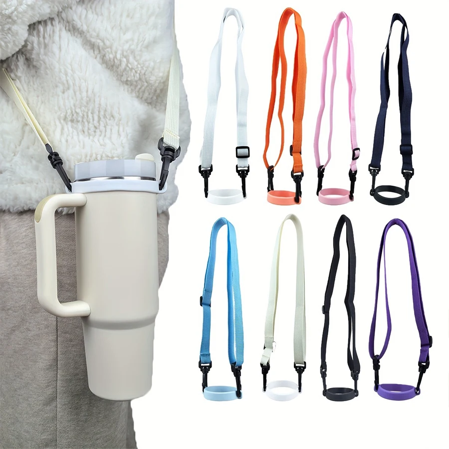 1PC-High quality Upgraded Adjustable Polyester Water Bottle Shoulder Strap - Durable, Fits Most Bottles, Ideal for Travel.