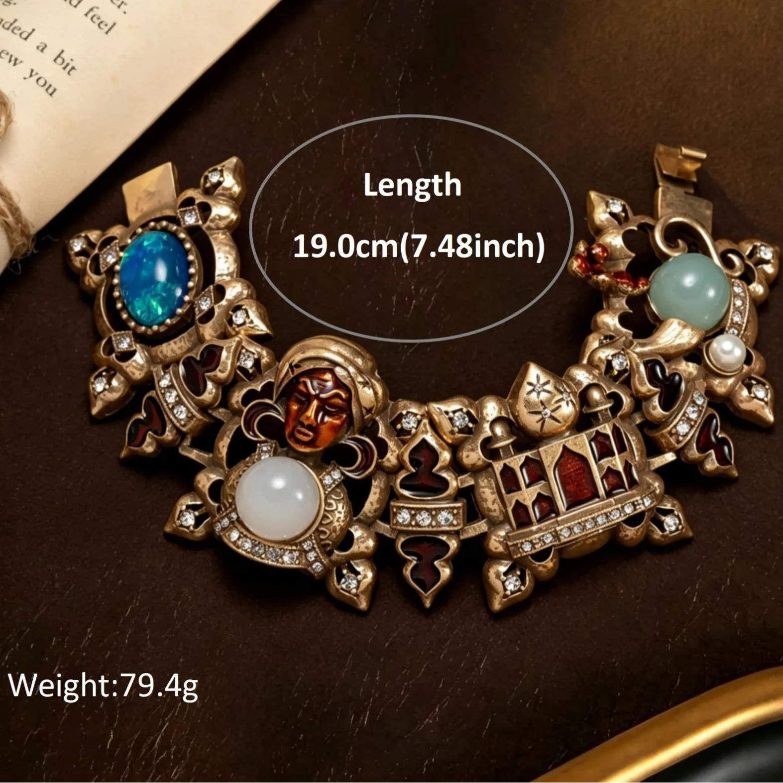 Vintage Natural Stone Multi-gem Bracelet Kyanite Tiger's Eye Crystal Spliced Beaded Bracelet Jewelry