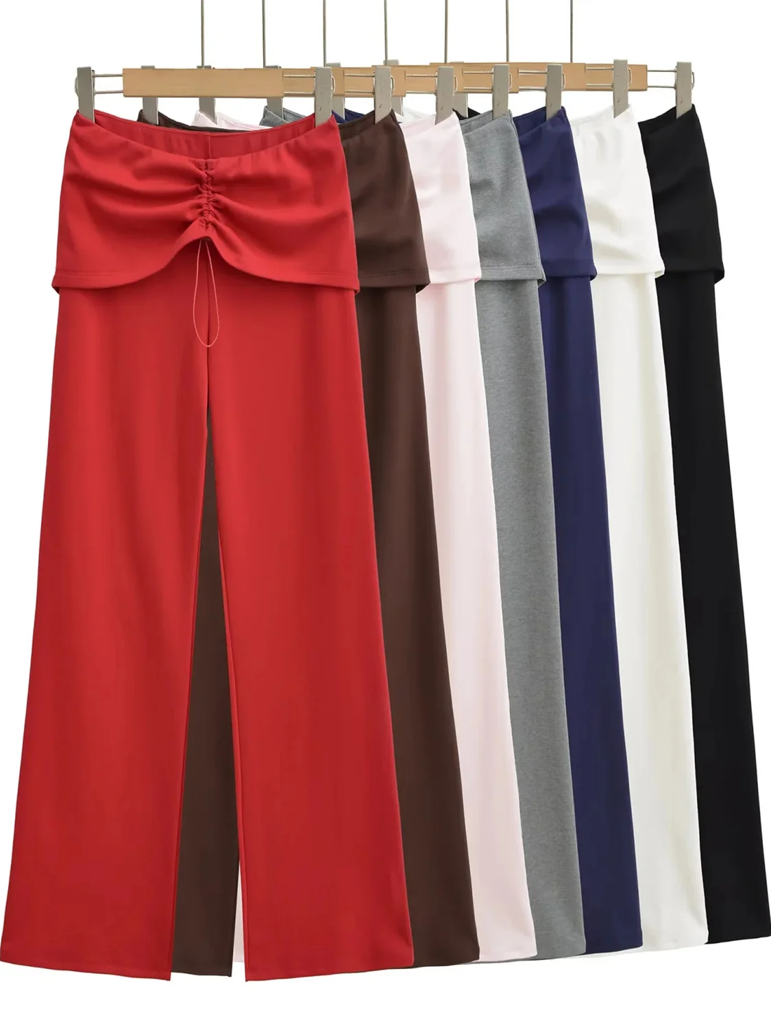 Pantaloni a gamba dritta pieghettati in due pezzi falsi retrò americani Pantaloni sportivi da ragazza caldi casual comodi da donna Autunno versatile