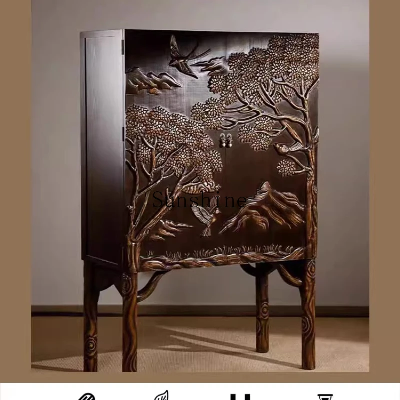 

Solid wood French retro dining side cabinet living room advanced decoration medieval Nanyang style design new model
