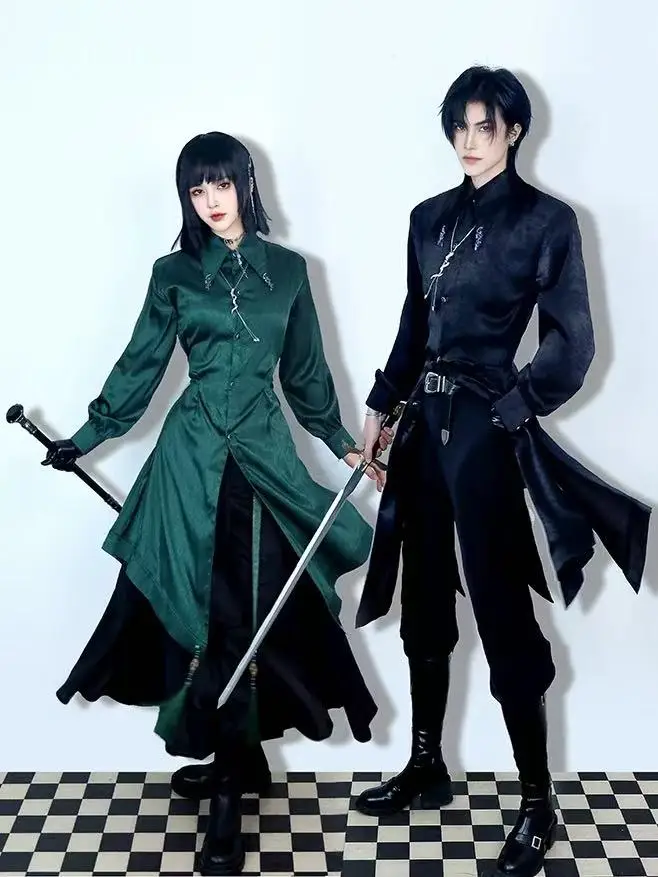 

Bisex Gothic Style Costume Retro European Snake Elements Long Top Shirt Palace Banque Suit Halloween Event Prince Cosplay Outfit