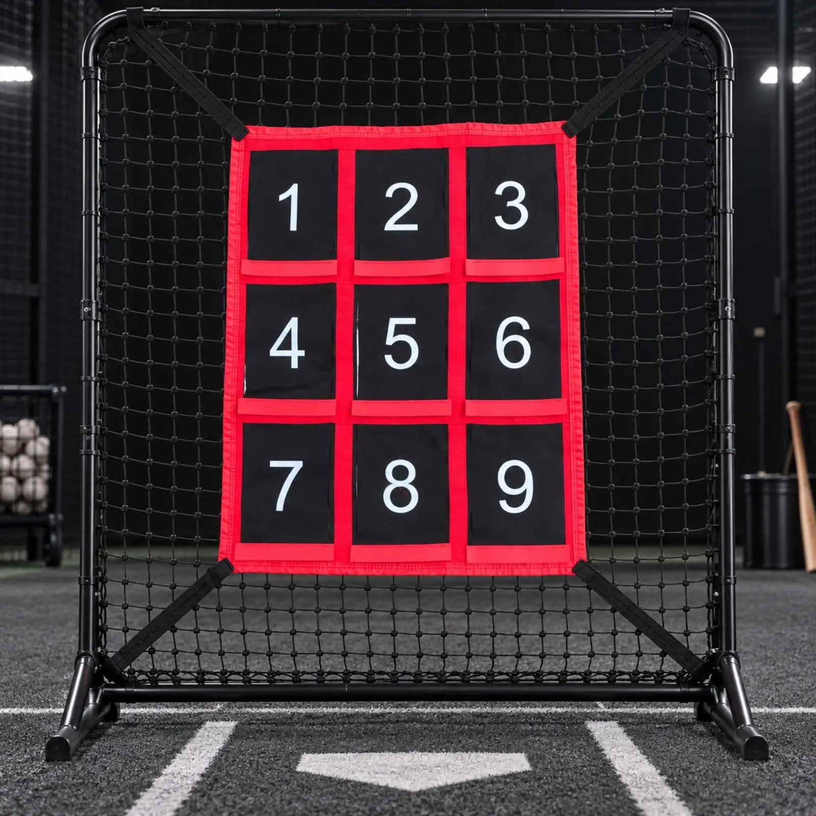 Pitching Target Net Baseball Training Equipment with Strike Zone Marker for Athlete Skill Building