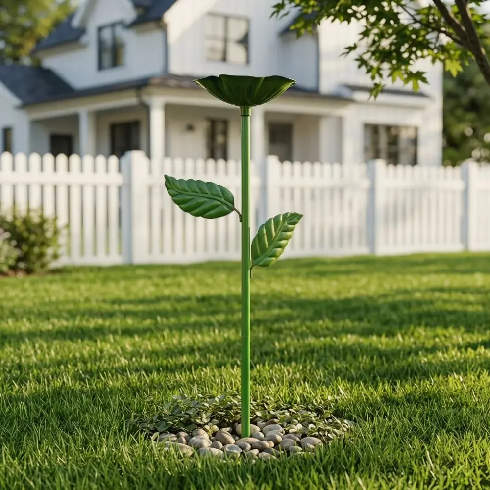 Durable Outdoor Bee Water Feeder Flower Design Iron Insect Drinking Cup Garden Stake Bee Butterfly Water Dispenser Lawn