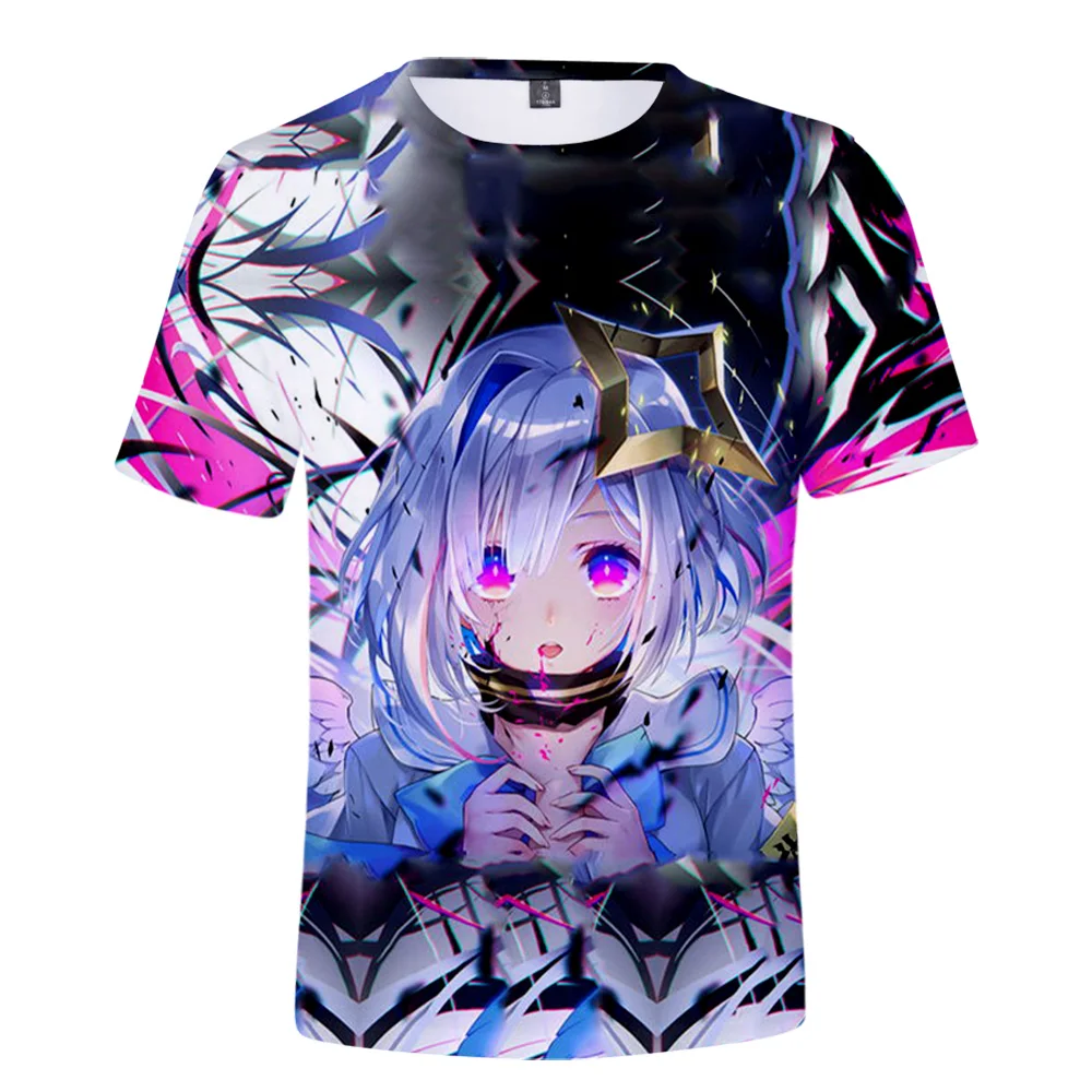 Hololive Vtuber Amane Kanata 3d Geprint Lente Zomer Preppy Mannen/Vrouwen Straatkleding T-Shirt Streetwear Kawaii Stijl