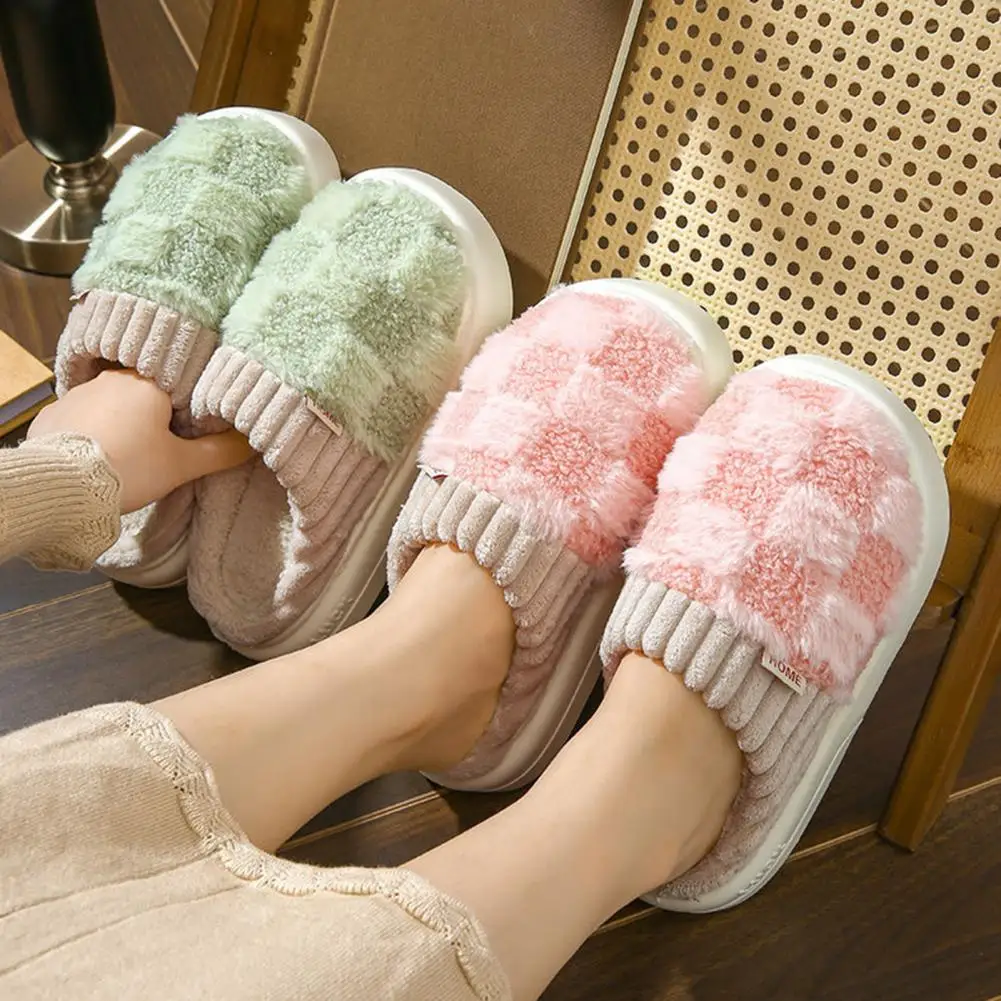 Exquisite Craftsmanship Slippers Cozy Winter Cotton Slippers with Thick Wear-resistant Sole Anti-skid Warmth for Resistant