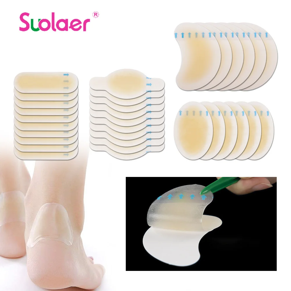 32 قطعة من اللدائن نفطة غير مرئية 4 أشكال من الجل الغرواني المائي ضمادات نفطة وسادة وسادة لكعب القدم وإصبع القدم وجلد الحراسة