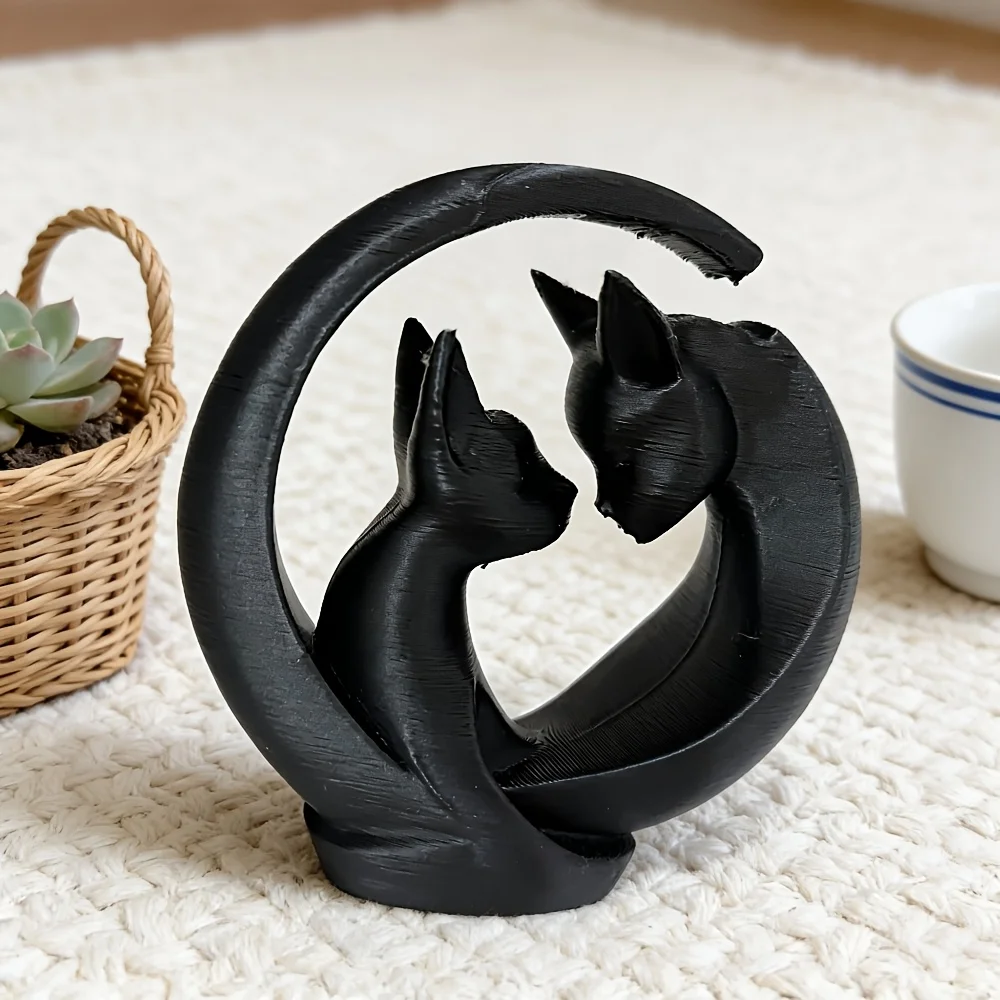 New Hug Cat, Couple Cat Interactive Statue Ornament, Mother Child Cat Sculpture, Ideal Gift for Cat Lovers, Desktop Decoration