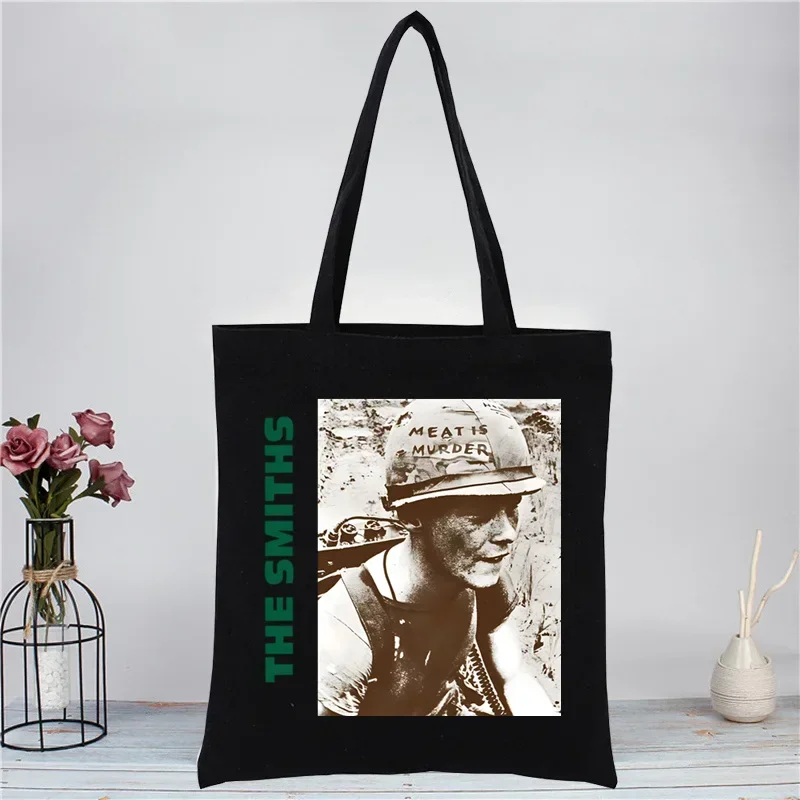 The Smiths The Queen Is Dead Shopping Canvas Bag Female Girl Tote Eco Harajuku Morrissey 1980\'s Rock Shopper Shoulder Bags