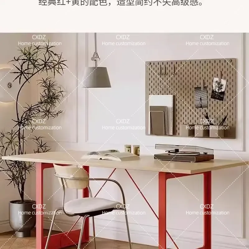 Medieval Style Rectangular Workbench Study Desk Log Dining Table Simple Office Negotiation Table