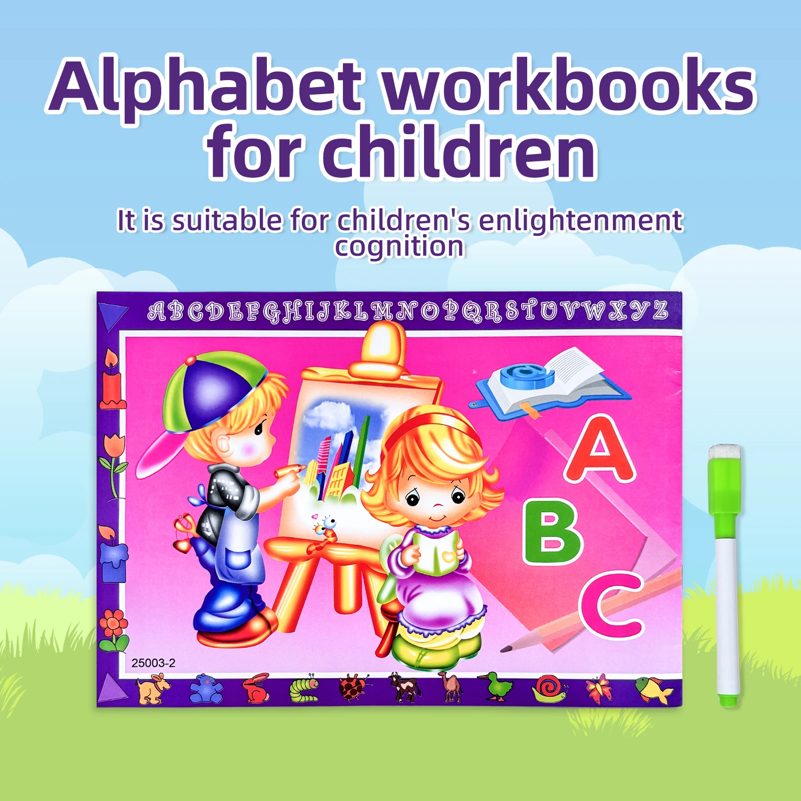 English Alphabet Practice Book for Kids, Ages 3-7, 26 Letters, Copy & Learn, Enlightenment, Reusable Erasable Pen, Gift