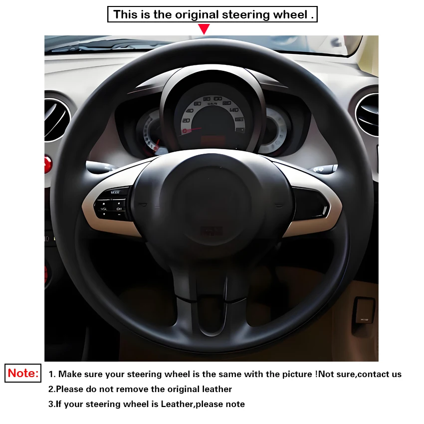 Black Faux Leather Car Steering Wheel Cover for Honda Brio 2011-2024