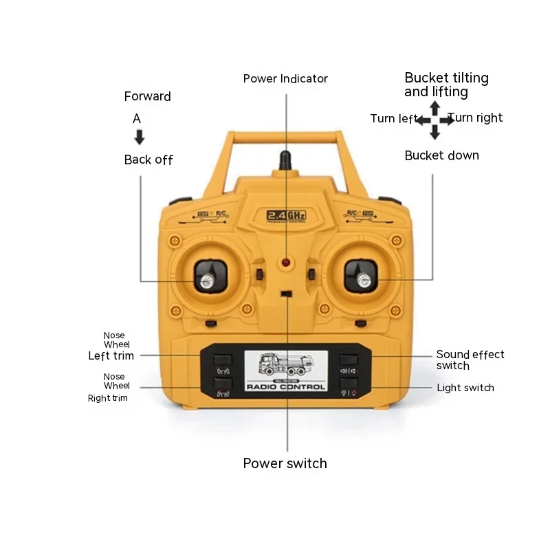 HUINA 1/14 RC Alloy Metal Dump Truck 2.4GHZ 10CH Remote Control Remote Control Truck Heavy Toy Engineering Vehicle Toy Gift