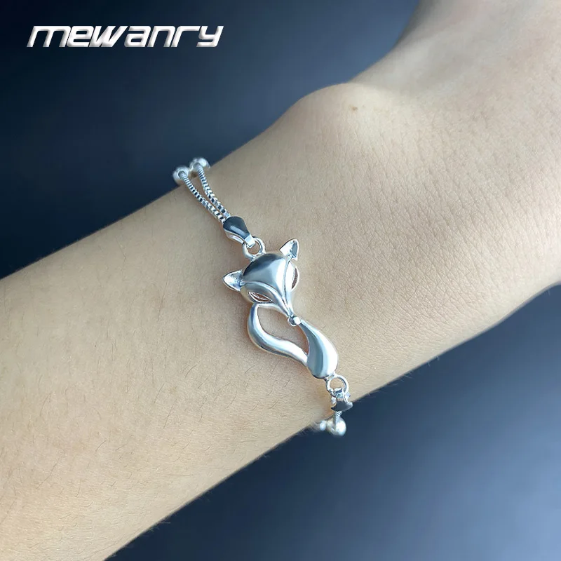 Mewanry Double-layered Chain Fox Geometric Bracelets For Women Girls Cute Trendy Simple Elegant Sweet Birthday Jewelry Gifts