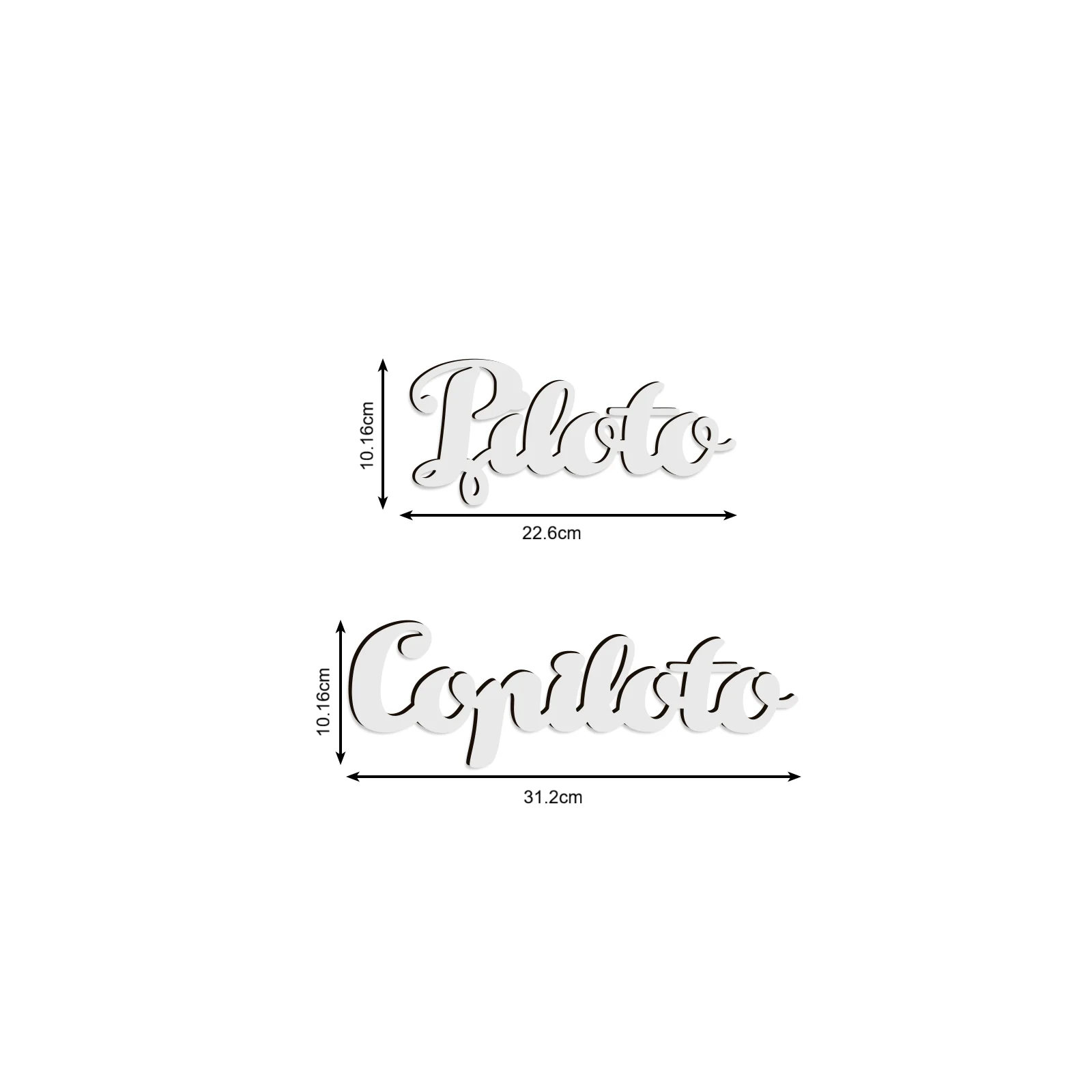 Piloto & Copiloto Wedding Chair Signs- Laser Cut White Wooden 0.4cm Thick