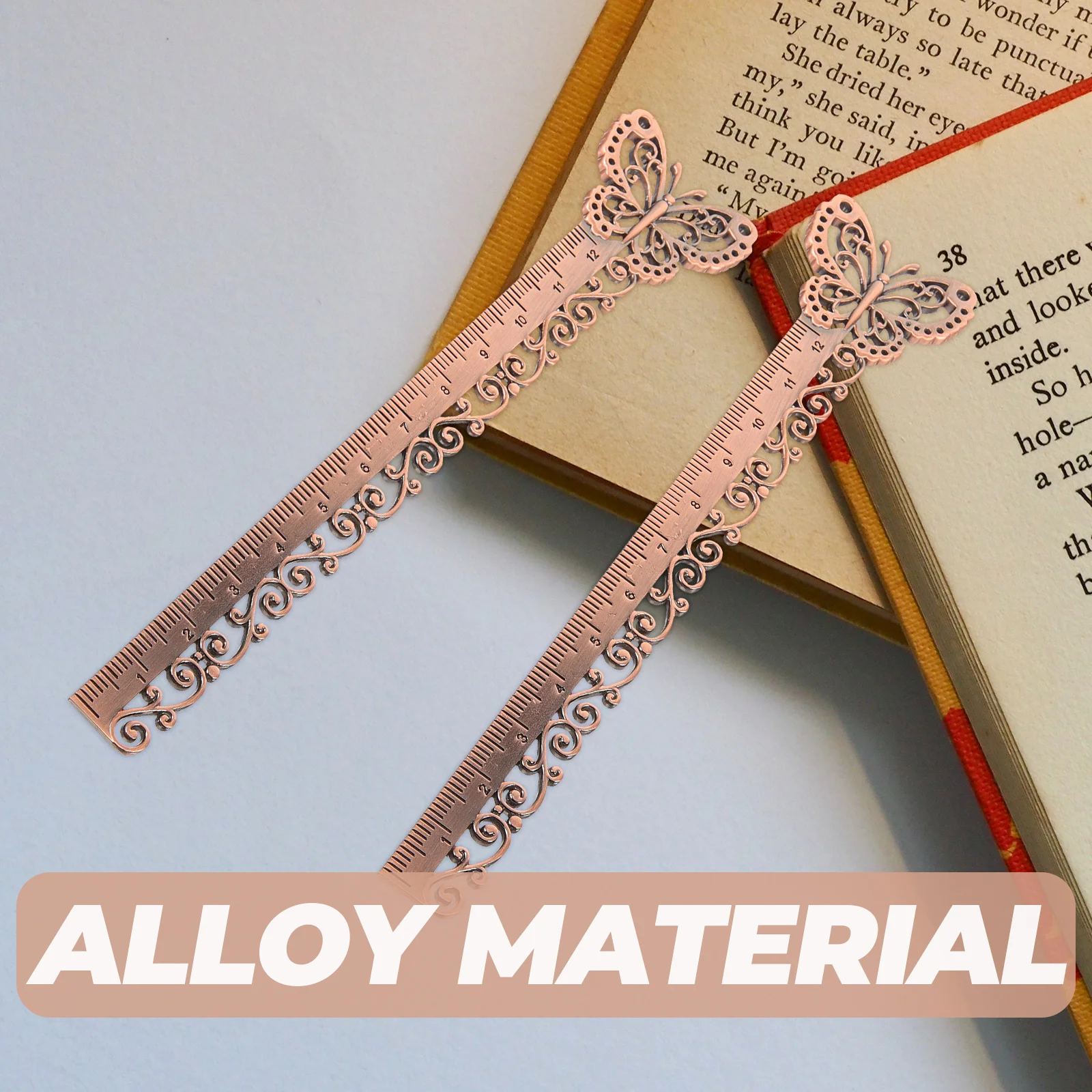 

Creative Metal Butterfly Bookmark Ruler Multi-functional Sewing Guide Alloy Bookmarks Gift for Students Teachers Readers