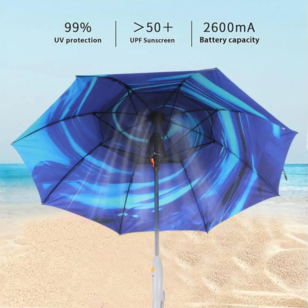 

Fan Umbrella with Water Spray Portable Sun Protection Umbrella with Fan Mister Uv Blocking for Men for Outdoor for Sun