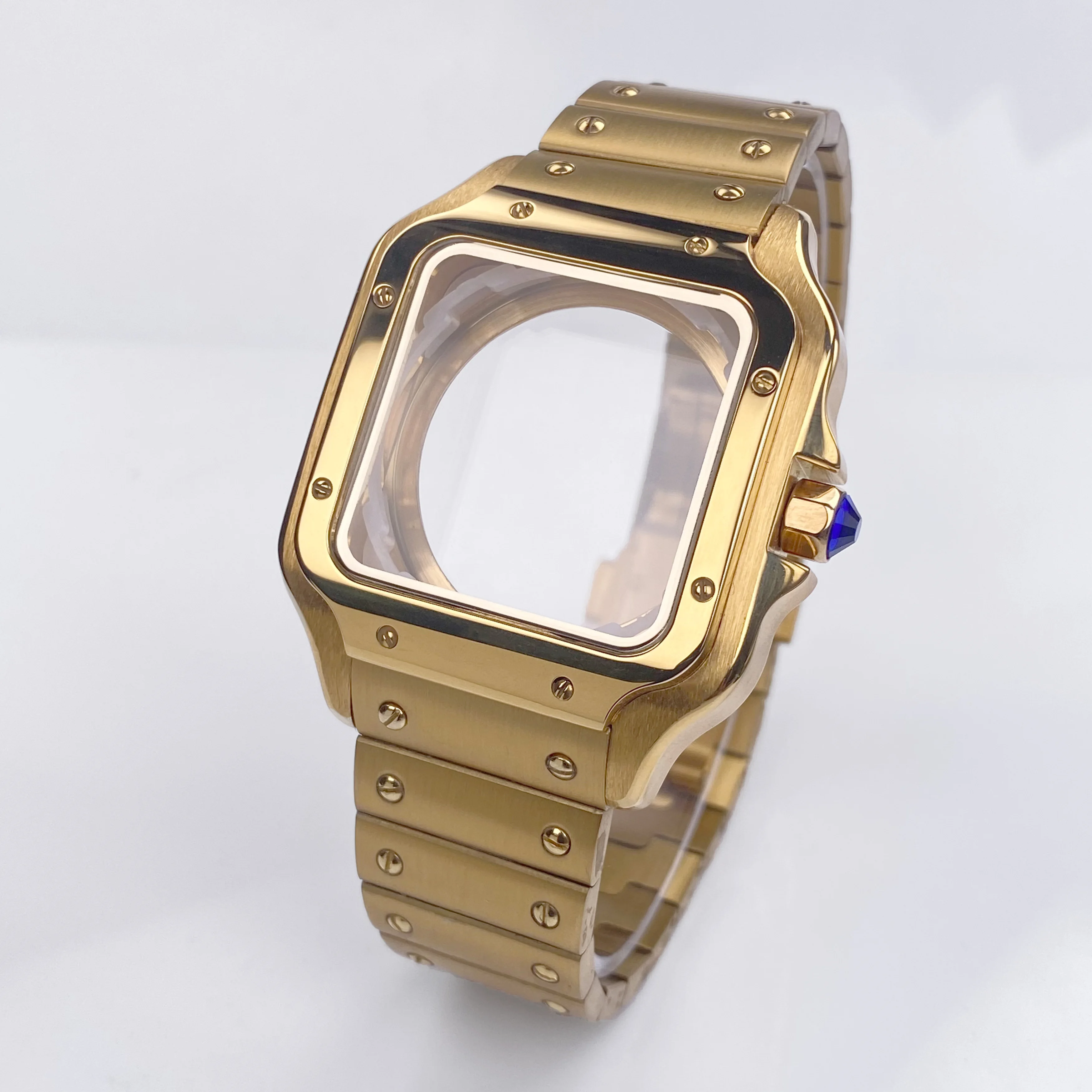 Квадратный корпус часов 38 мм, золото/розовое золото/черный/серебристый для Seiko Mod Santos, модификационные детали, подходят для NH35 NH36, аксессуары для механизмов