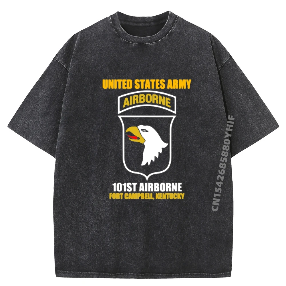 

United States Army Airborne 101st Tees Men T-shirt Retro Washed Shirt Newest Fashion Printed Tshirt Graphic Tops