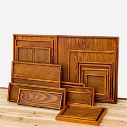 Wooden Tray Japanese Brown 30cm Square Rectangle Coffee Tea Set Tableware Pallet Food Plate Home Kitchen Storage Supplies