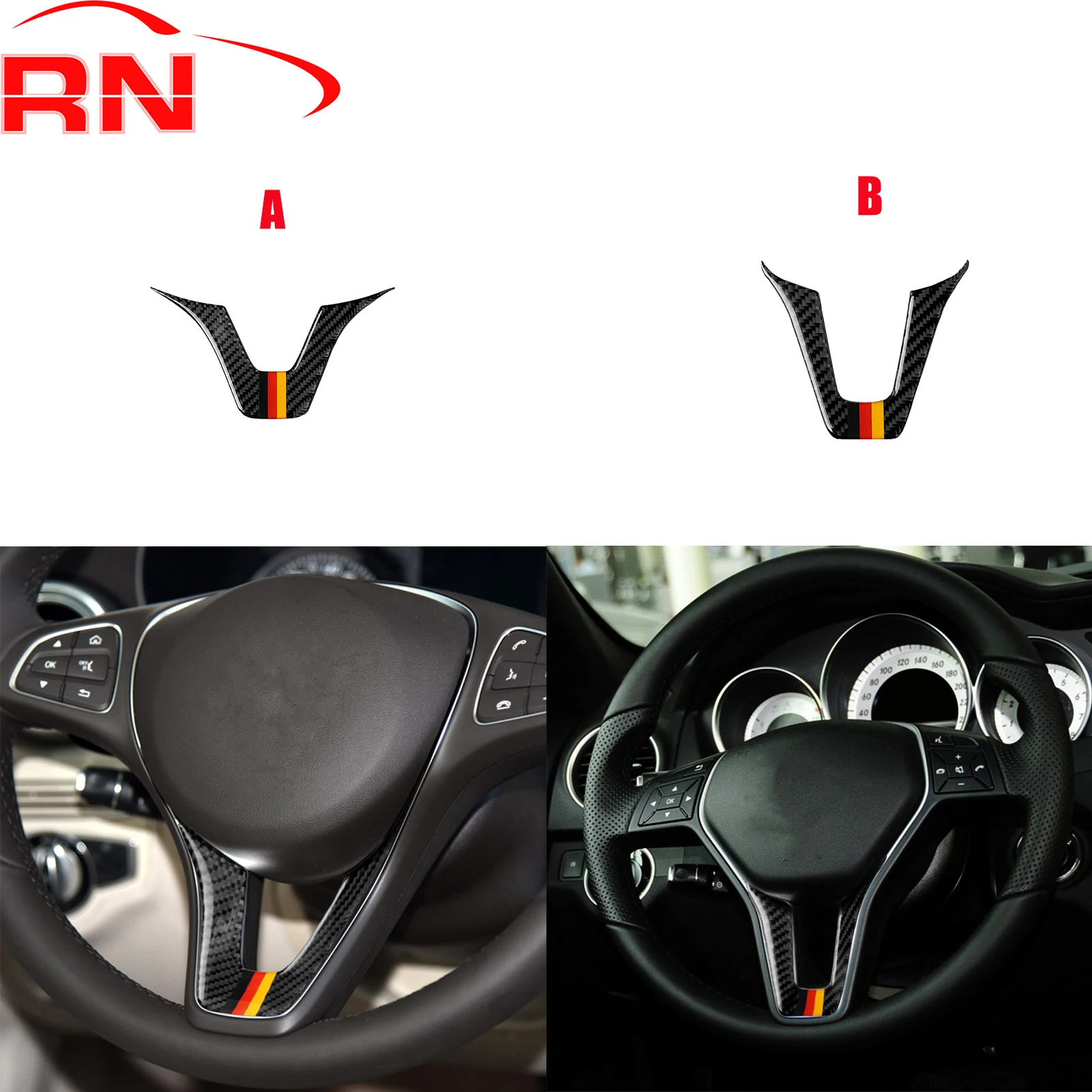 

Для Mercedes-Benz C-Class W204 2007-2013 модифицированная панель рулевого колеса из углеродного волокна, обивка, черные аксессуары для фортепиано, наклейки