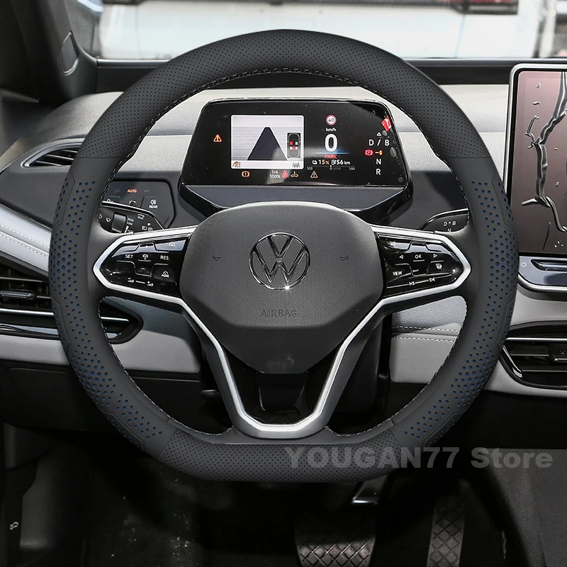 Leather Car Steering Wheel Cover For Volkswagen ID3 ID.3 2021-2026 Ultra Thin Auto Interior Volkswagen ID3 Accessories 2026