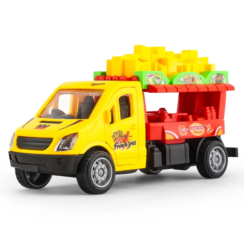 Crianças batatas fritas puxar para trás carro brinquedos educativos simulação batatas fritas caminhão de comida rápida brinquedo inércia carro mini jogar casa brinquedo presente