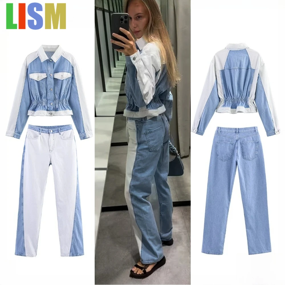 

LISM winter woman outfit Casual Cowgirl Co-ord Sets Stylish Denim Two Piece Set for Women Vintage Denim Jacket Matching Jeans