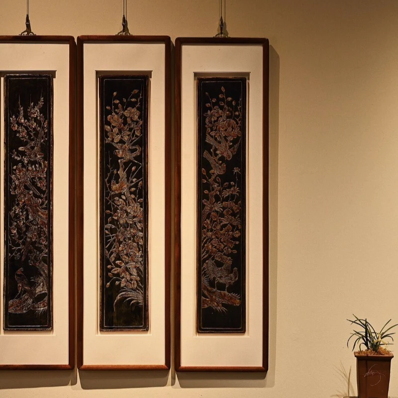 Yashi Qingju is overjoyed, four screens of craft paintings, decorative paintings, hanging paintings