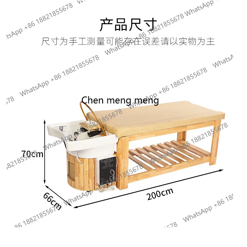 F182 Thai solid wood hairdresser hair salon head treatment bed ceramic barber shop integrated shampoo bed