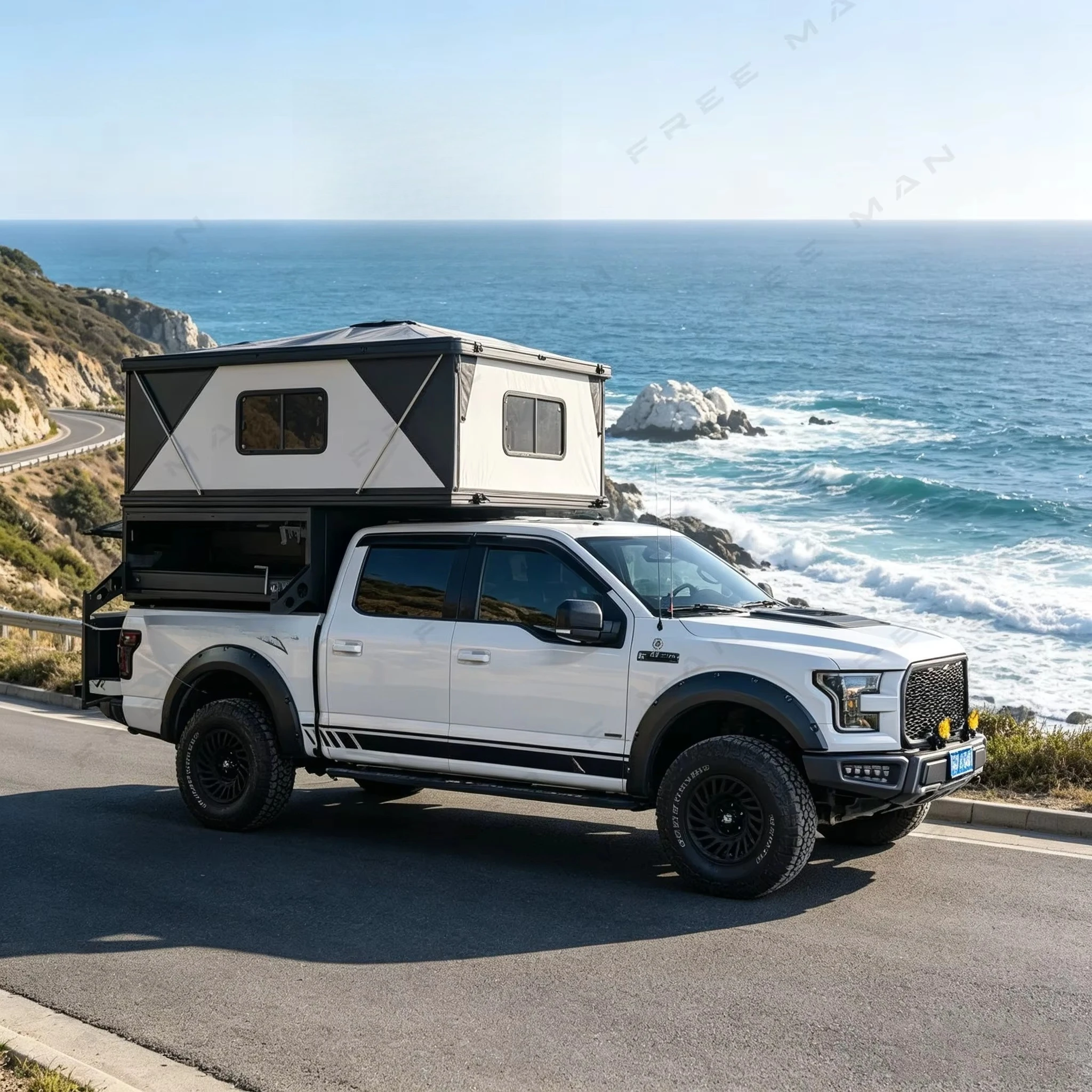 New Arrival Aluminum 4X4 Truck Camper Pop up Hard Sided Shell Roof Top Tent Four-Season Snowproof Large Space