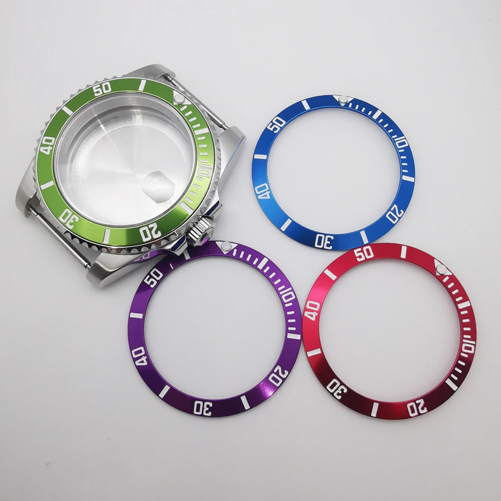 40mm blue green red purple sapphire glass watch case fit nh35 nh34 nh36 miyota8215 DG2813/3804 ETA2824 PT5000 movement