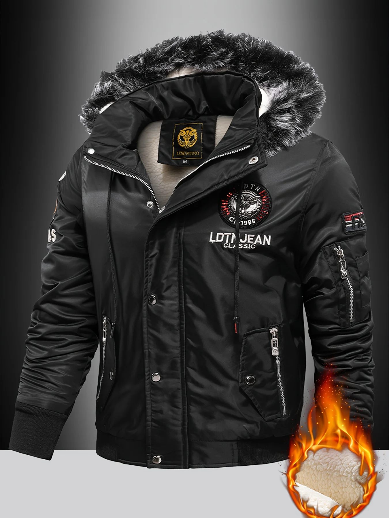 

Мужская зимняя уличная повседневная куртка из толстой овечьей шерсти на флисовой подкладке с несколькими карманами для тепла