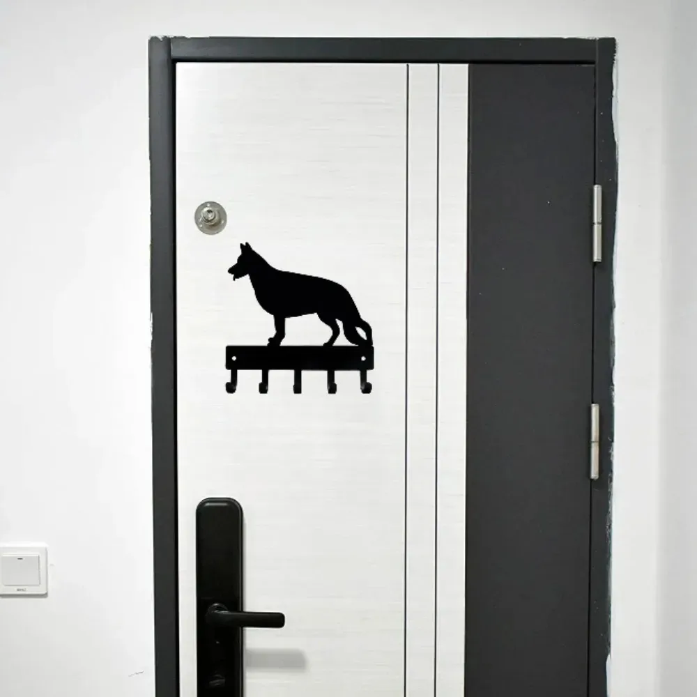 9in/6in Metal German Shepherd Key Holder, Dog Leash & Towel Coat Rack Wall Art