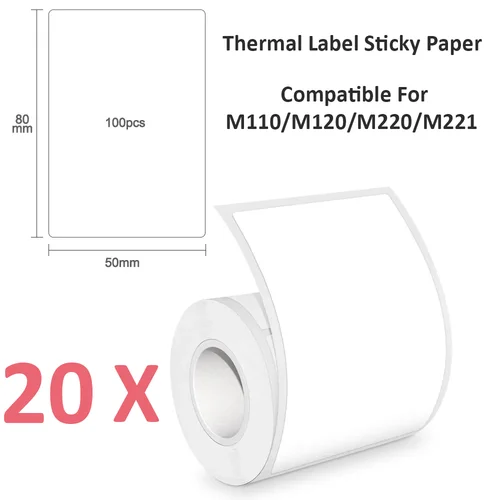 Papel térmico circular duradero de 50x80 mm: pegatinas compatibles con impresora Phomemo M110