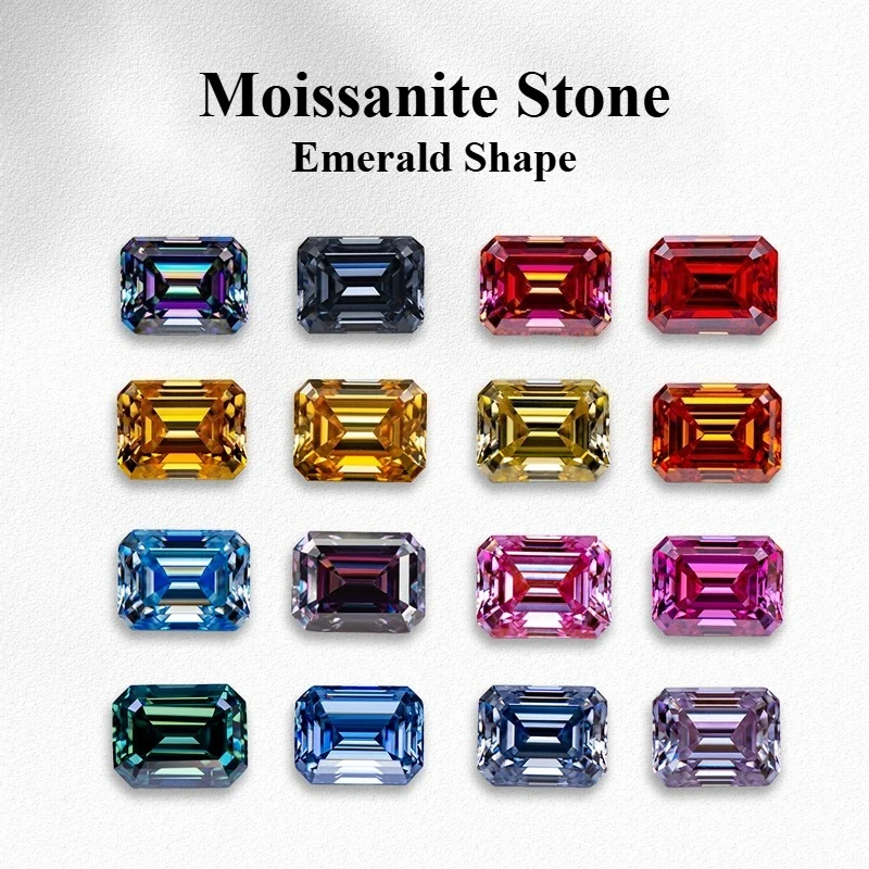 

Moissanite Stone Emerald Cut Lab Grown Gemstone for DIY Advanced Jewelry Making Materials Pass Diamond Tester with Certificate
