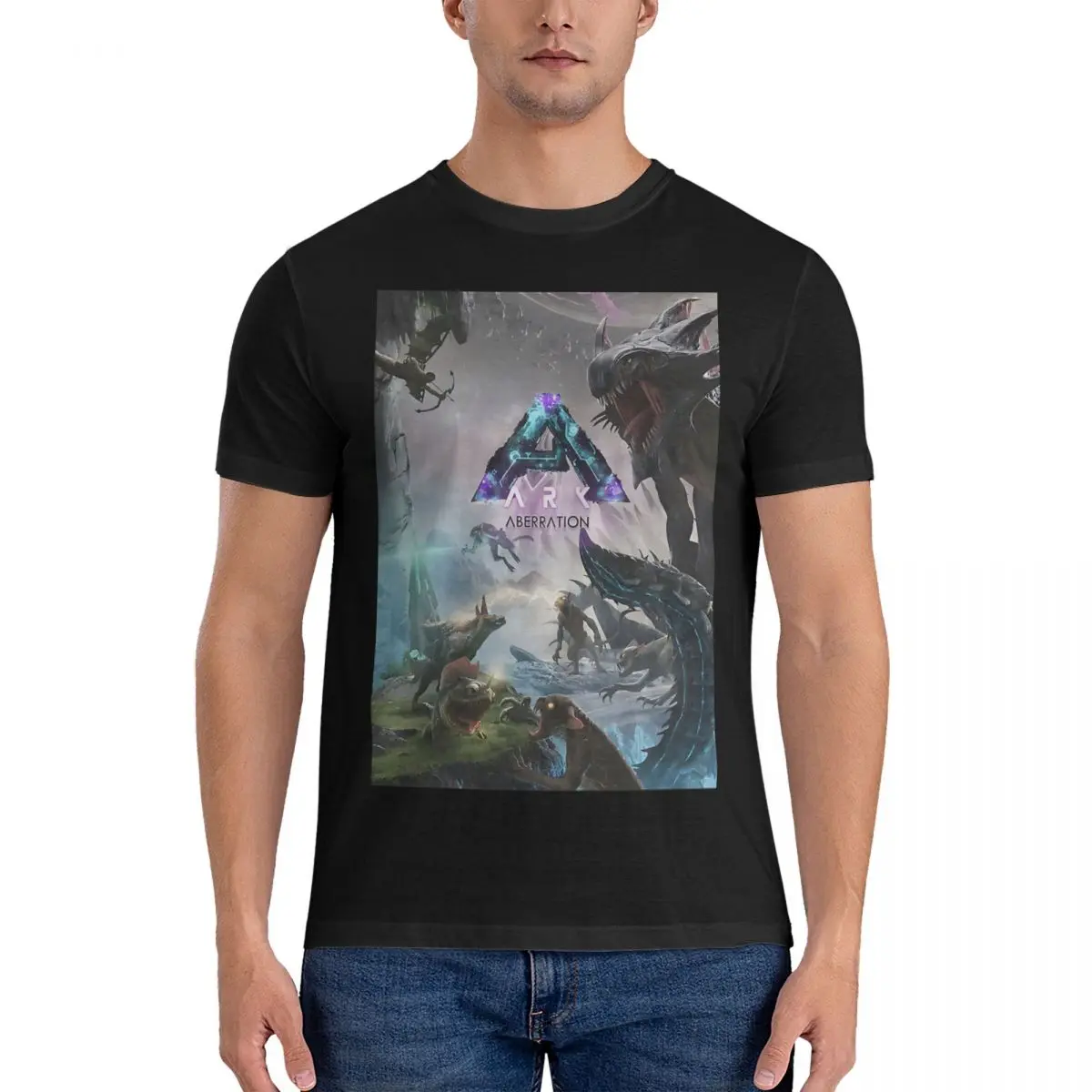 Aberration Awesome T Shirt Men's 100% Cotton Creative T-Shirt Crewneck Ark Survival Evolved Game Tee Shirt Short Sleeve Tops