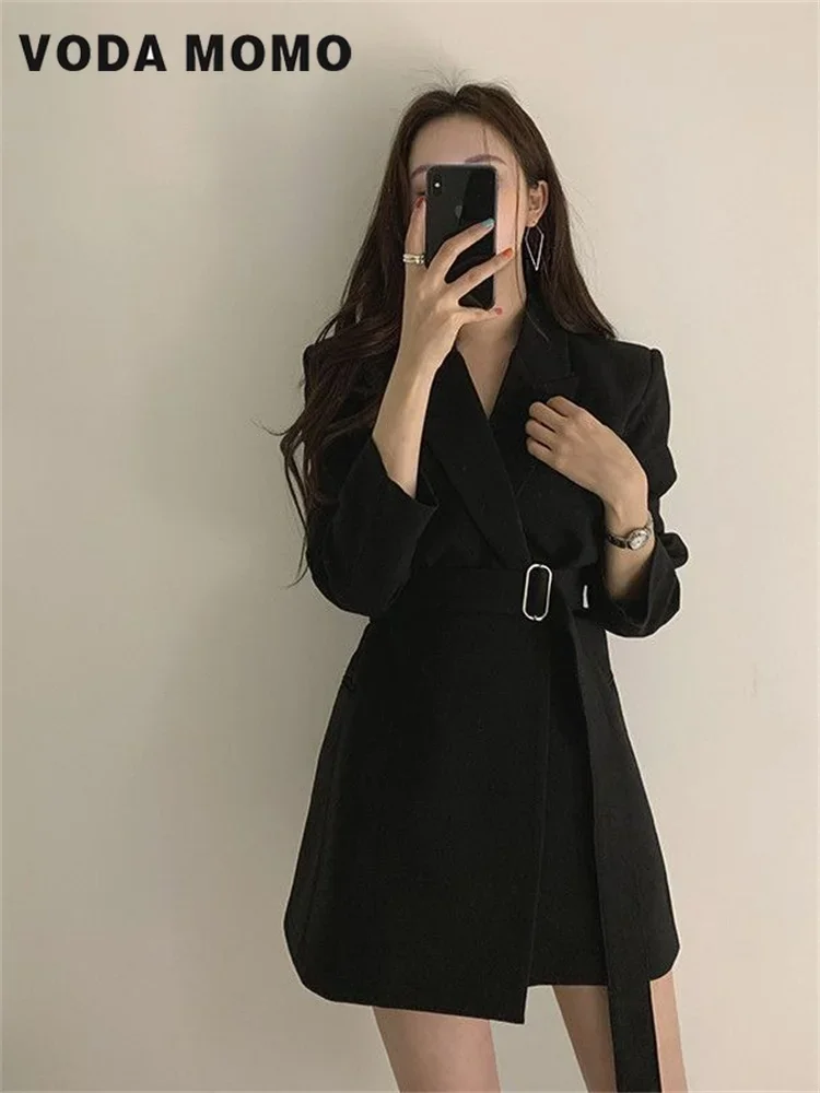 Casual Coats for Office Lady Fashion Tops Spring Autumn Women's Blazers Slim Fit Fashion Suit Elegance Long Sleeve Belt Jackets