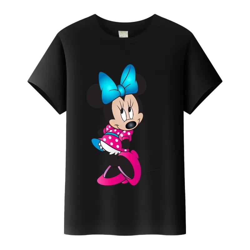 عادية ديزني الكرتون ميكي ماوس الجرافيك الأطفال تي شيرت الصيف السيدات الأسود تيز الرجال بلايز الأسرة فتاة البلوزات امرأة التي شيرت
