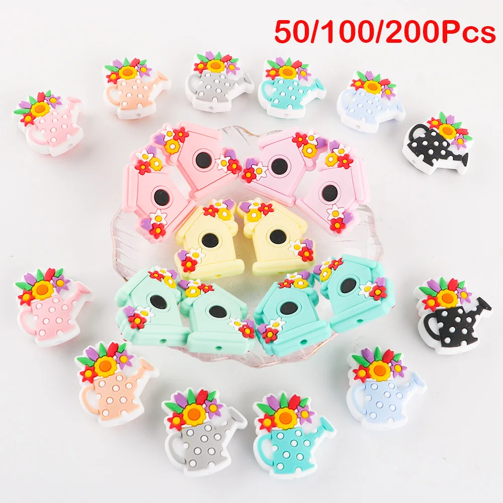 

Sunrony 50/100/200Pcs Trendy Cartoon Silicone Beads Focus Bead Baby Food Grade Nursing DIY Pacifier Chain Jewelry Accessories