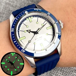 Tandorio-NH35A PT5000 Montre Mécanique existent pour Homme, 40mm, 200m, Degré d'Eau, Bleu, Blanc, Verre Saphir Bombé, Couronne à Vis