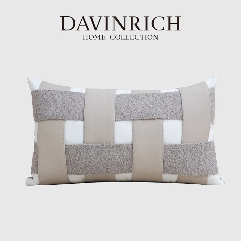DAVINRICH Malta Modern Luxury Style Cushion Cover White Beige And Natural Colors Seamlessly Decorative Pillowcase For Home Hotel