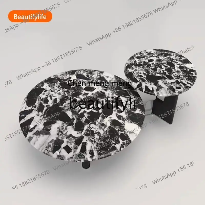 

2003 Living Room Creative Coffee Table Side Table Combination Marble Designer Light Luxury Round Coffee Table